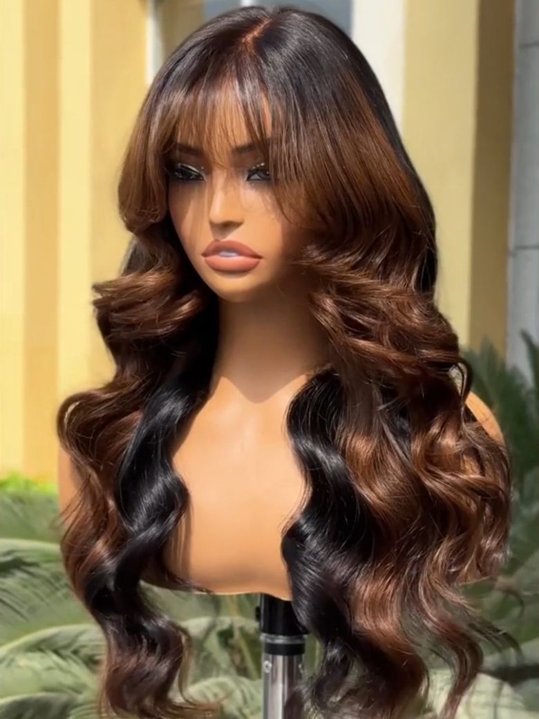The Caramel Silk Bangs Body Wave Unit