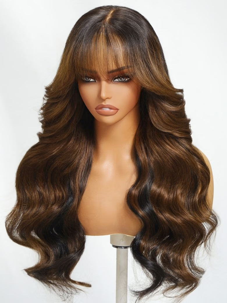The Caramel Silk Bangs Body Wave Unit